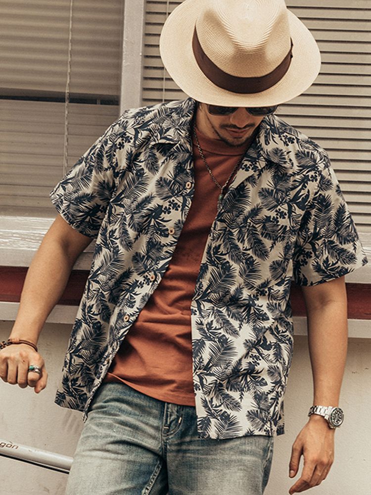 Vintage Hawaiian Floral Shirt - Modisches Hawaiihemd für Herren, Sommer, Kurzarm,