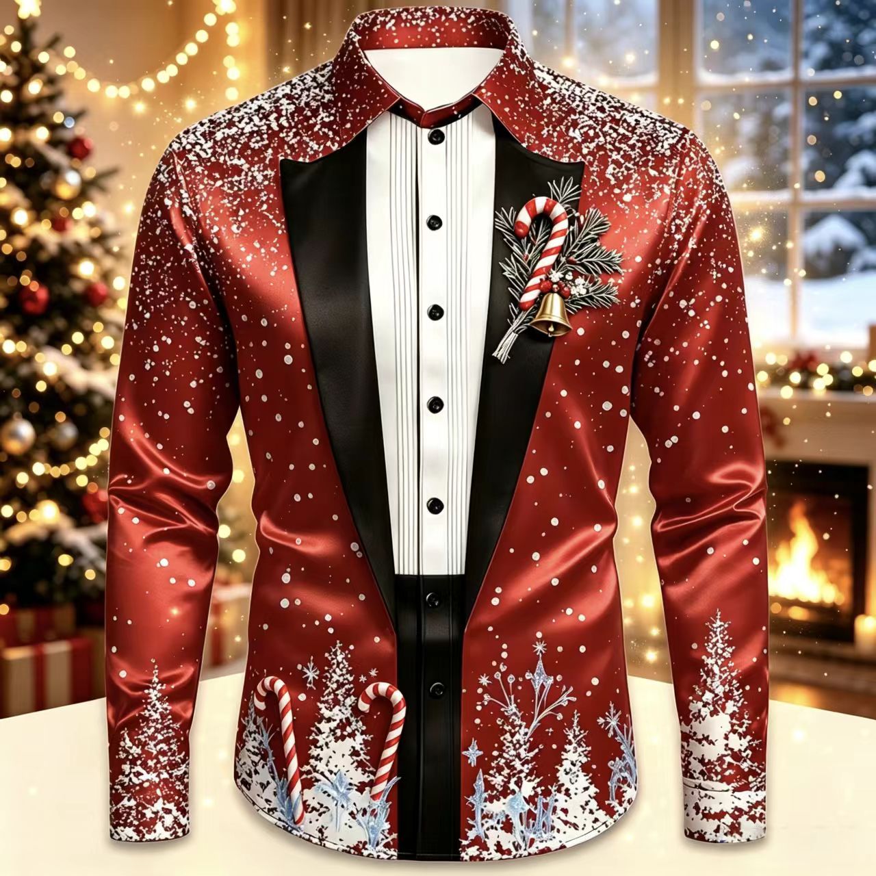 Herren-Weihnachts-Satinhemd mi – Mens Satin Silk Dress Shirt Bewertung und Preis