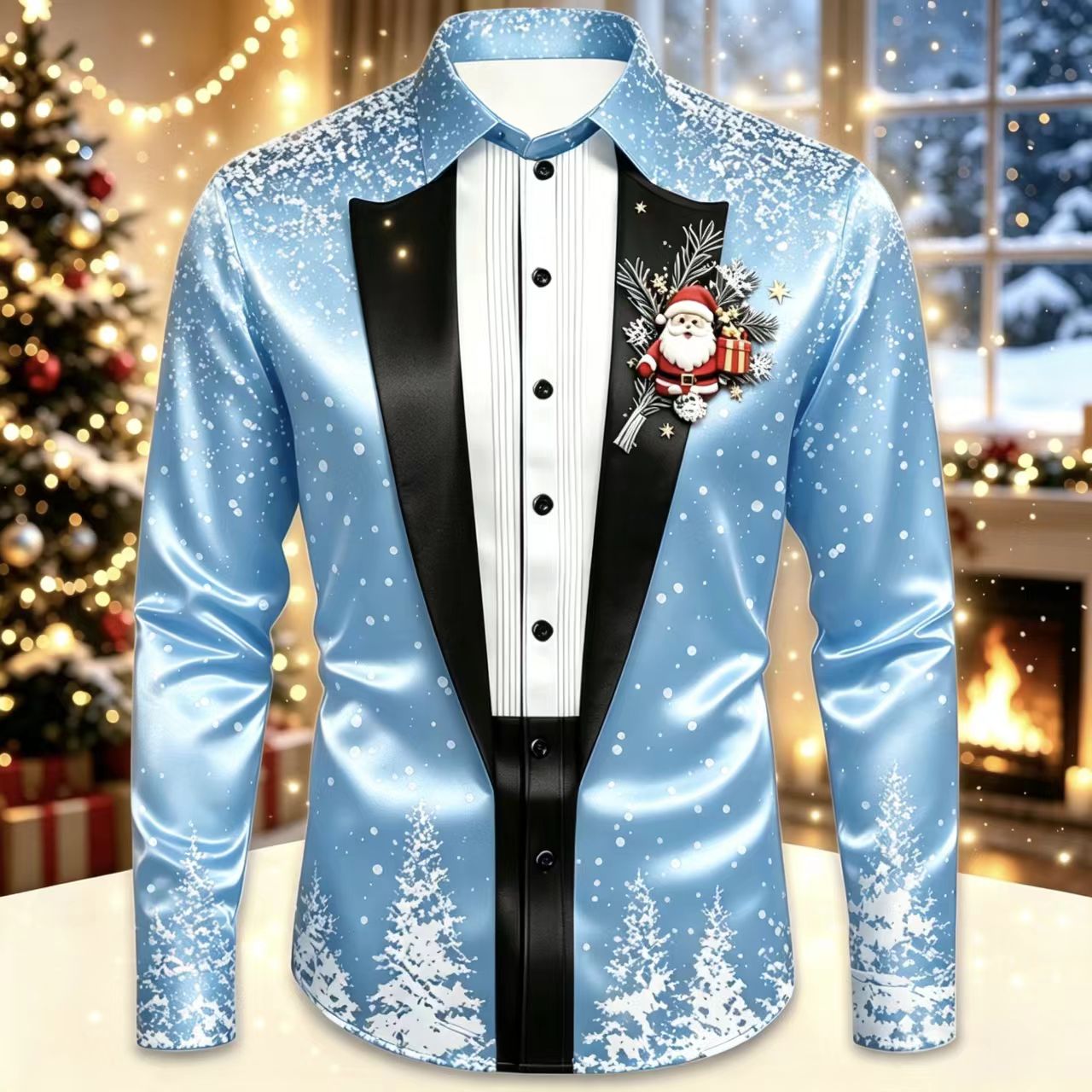 Herren-Weihnachts-Satinhemd mi – Mens Satin Silk Dress Shirt Bewertung und Preis
