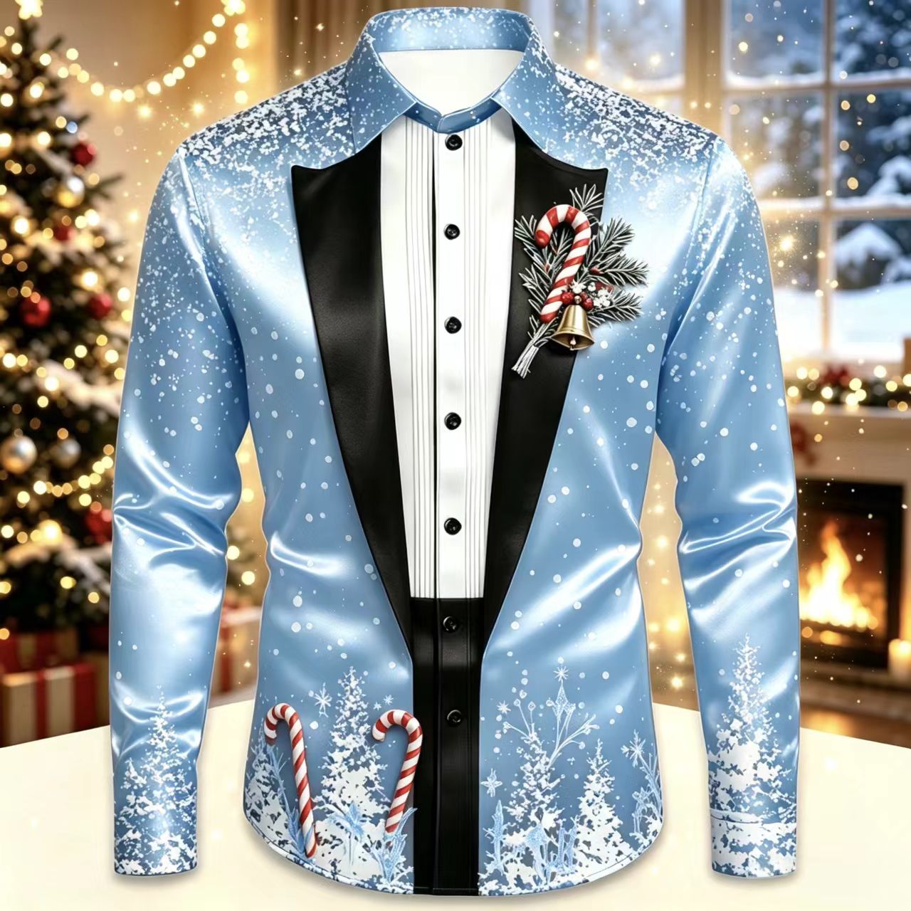 Herren-Weihnachts-Satinhemd mi – Mens Satin Silk Dress Shirt Bewertung und Preis