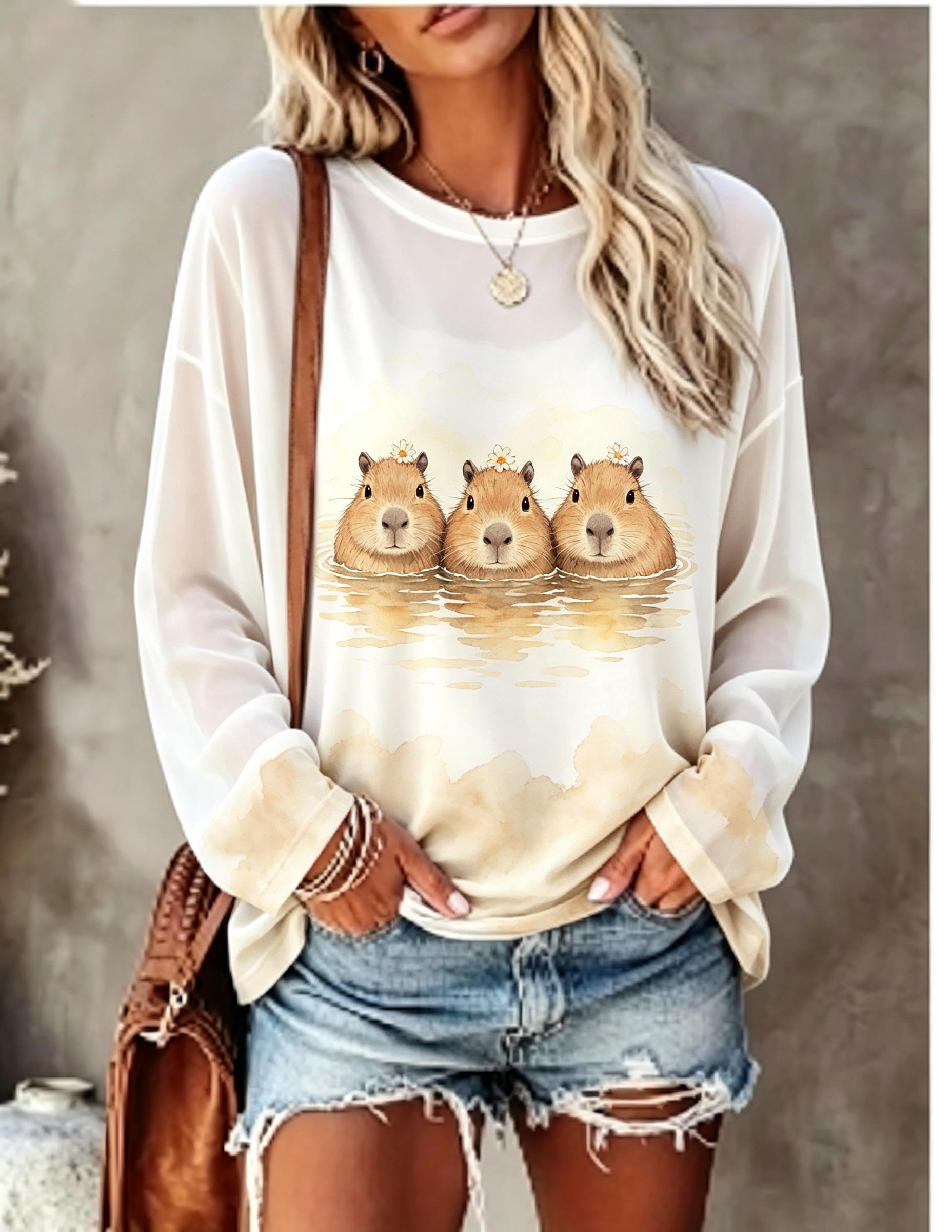 Damen-Langarm-T-Shirt mit nied – T-Shirts Bewertung und Preis