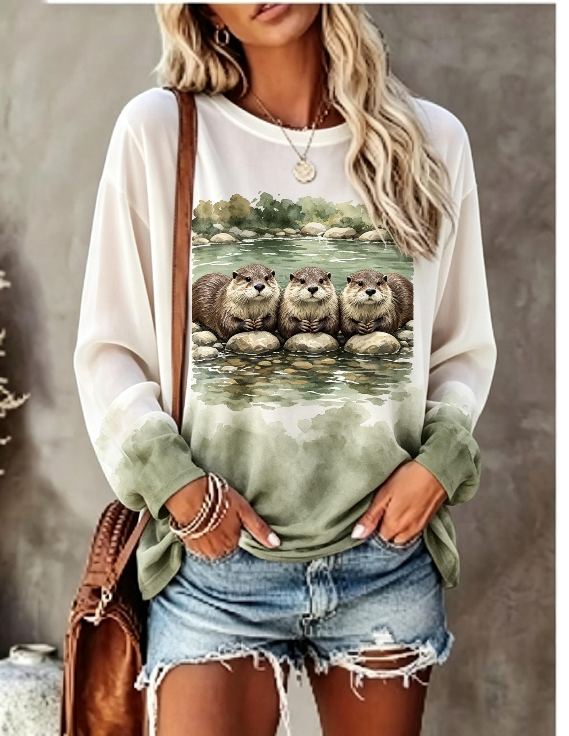 Damen-Langarm-T-Shirt mit nied – T-Shirts Bewertung und Preis
